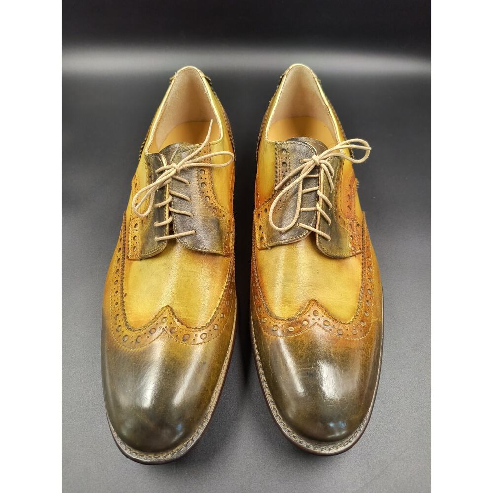 Men's Italian Leather Il Calzolaio Wing Tip Dress Shoes - Vero Cuoio - size 45